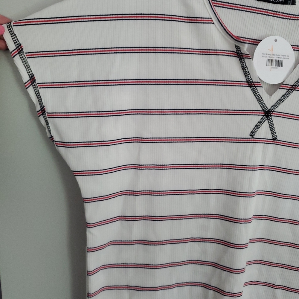 NWT Womens Staccato Red White And Blue Striped Shirt Medium 4th of july - Picture 4 of 6